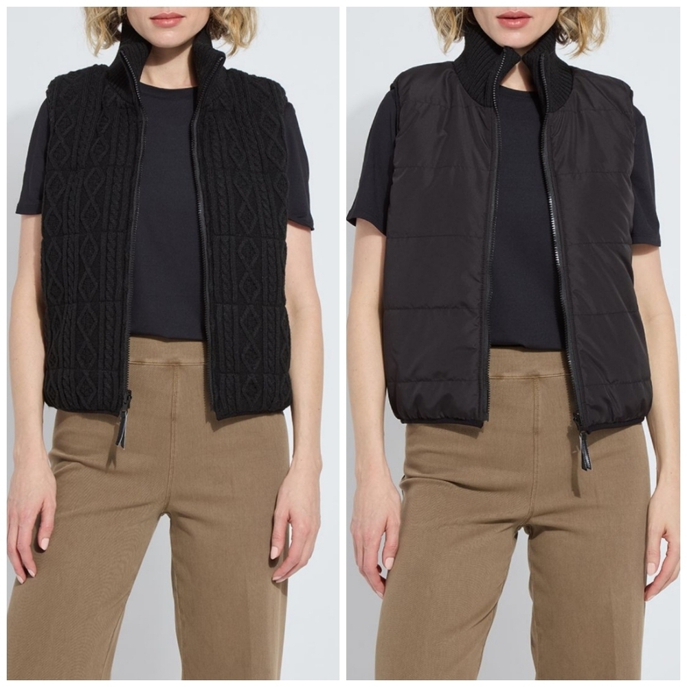 Lyssé Prudence Reversible Puffer Sweater Vest Black Large MSRP $158 - Picture 8 of 12